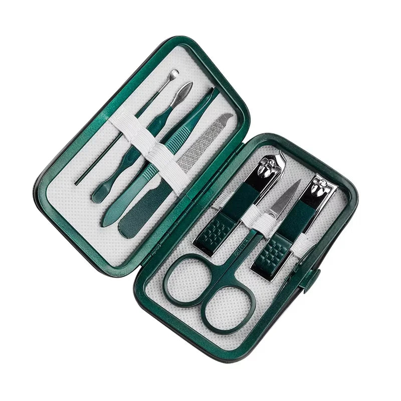 Stainless Steel Manicure Pedicure Kit – 7, 10 & 18 Pc Sets Manicure Pedicure Kit Axl green 7