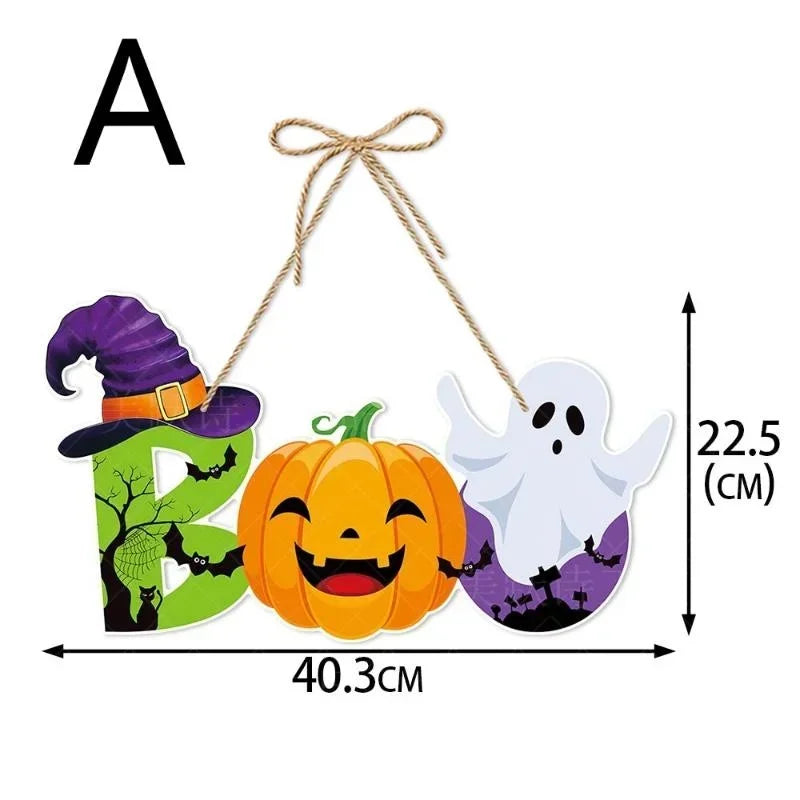 Halloween Hanging Signs – Pumpkin Witch Bat Trick or Treat Decor Halloween Hanging Sign Axl A