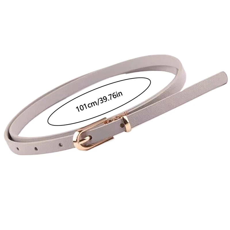 Women's Thin PU Belt – Adjustable Pin Buckle Waist Strap Women's Waist Belt Axl