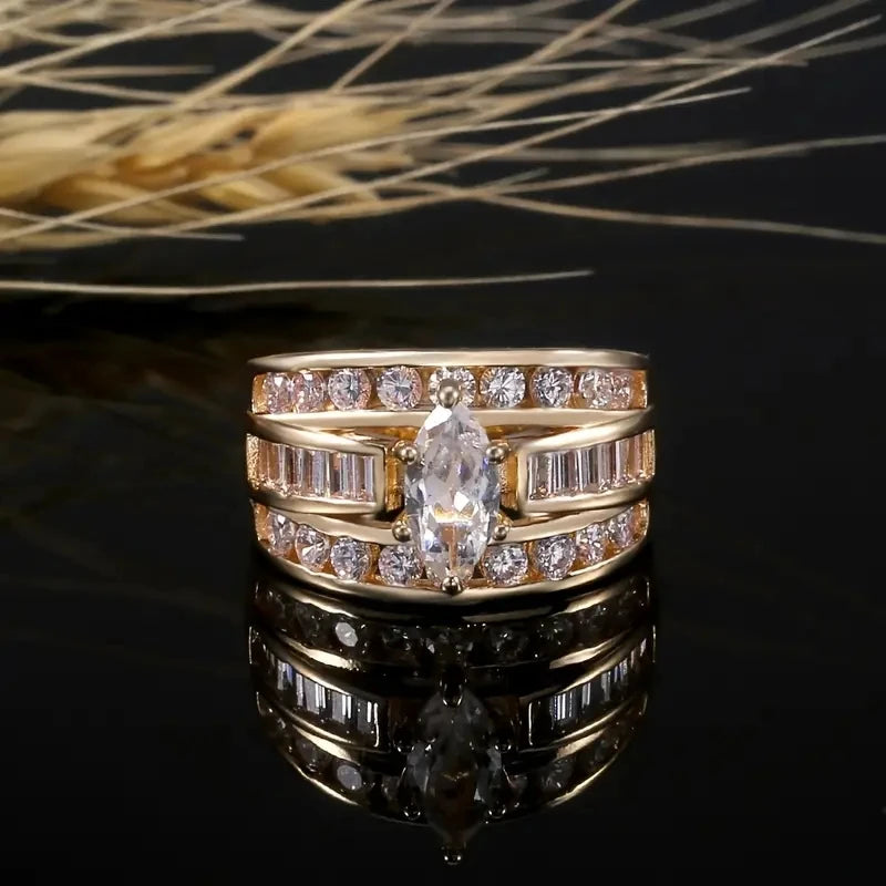 Huitan Marquise Cubic Zirconia Ring – Women's Fashion Band Fashion Ring Axl