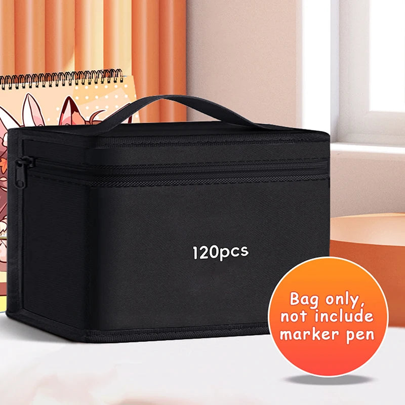 120-Slot Marker Pen Storage Bag | Large Canvas Roll-Up Organizer Marker Pen Organizer Axl 120