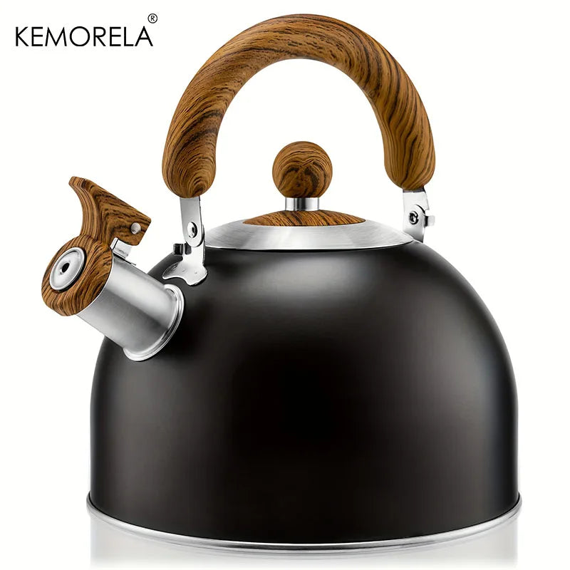 KEMORELA 2.5L Stainless Steel Whistle Kettle – Gas & Induction Stovetop Whistle Kettle Axl 2.5L Black 2.5L
