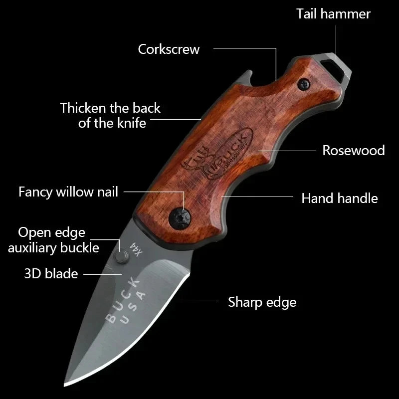 EDC Folding Knife – Stainless Steel Blade & Wood Handle EDC Folding Knife Axl