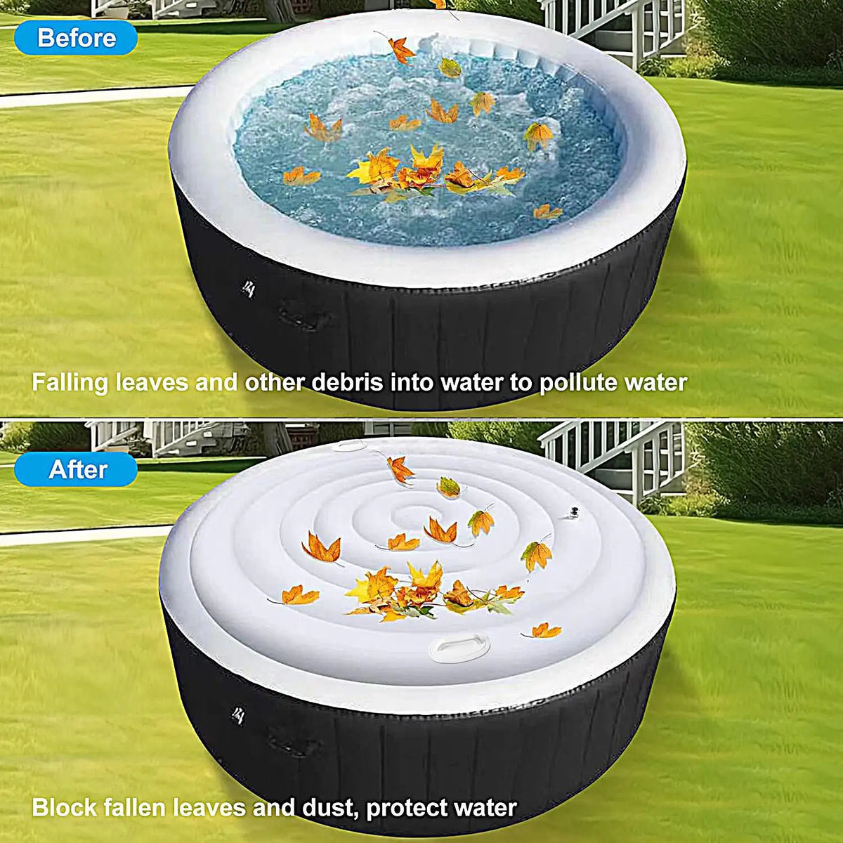 Round Inflatable Hot Tub Cover with Handles – Windproof PVC Lid Hot Tub Cover Axl