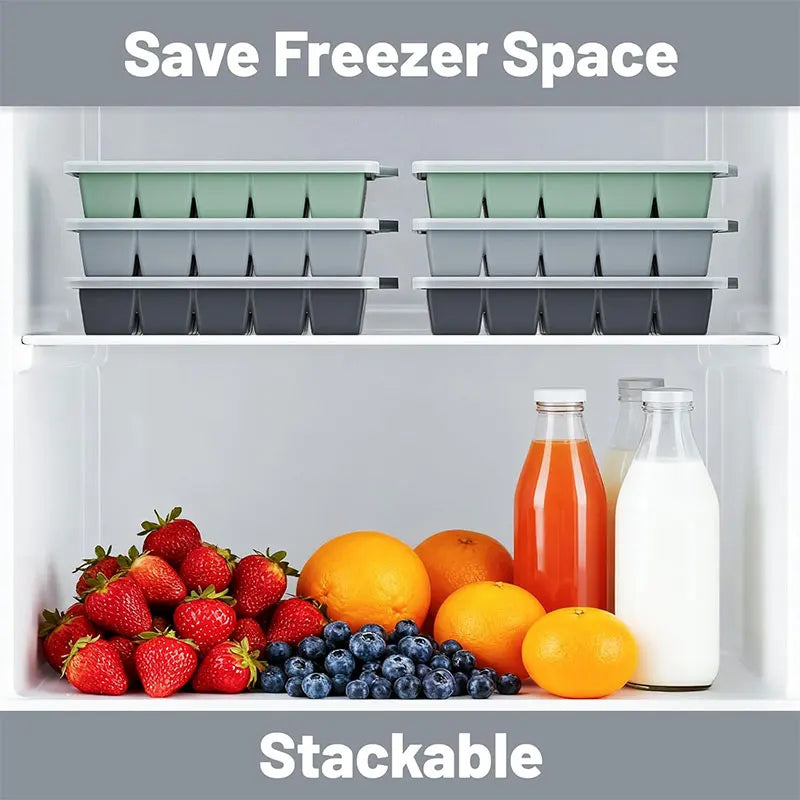 2-Pack Silicone Ice Cube Trays with Lid – 15-Grid BPA-Free Silicone Ice Tray Axl