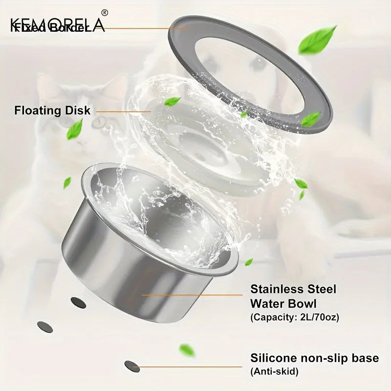 KEMORELA Anti-Spill Dog Water Bowl – Floating Disk Design Pet Water Bowl Axl