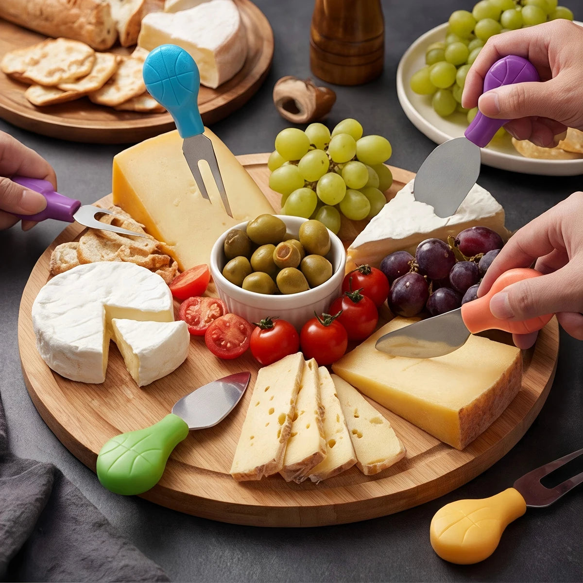 5-Piece Stainless Steel Cheese Knife Set – Fork & Spreader Cheese Knife Set Axl