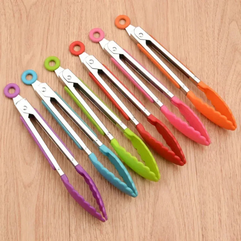 Stainless Steel Silicone Food Tongs – Heat-Resistant 2-Pack Kitchen Cooking Tongs Axl