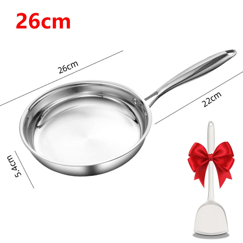 KEMORELA Tri-Ply 304 Stainless Steel Frying Pan | Induction Ready Stainless Steel Skillet Axl 26cm