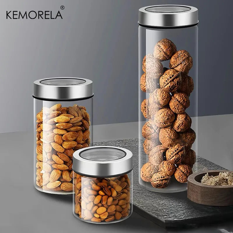 KEMORELA Glass Airtight Storage Jar – Coffee, Cereal & Snacks Glass Storage Jar Axl