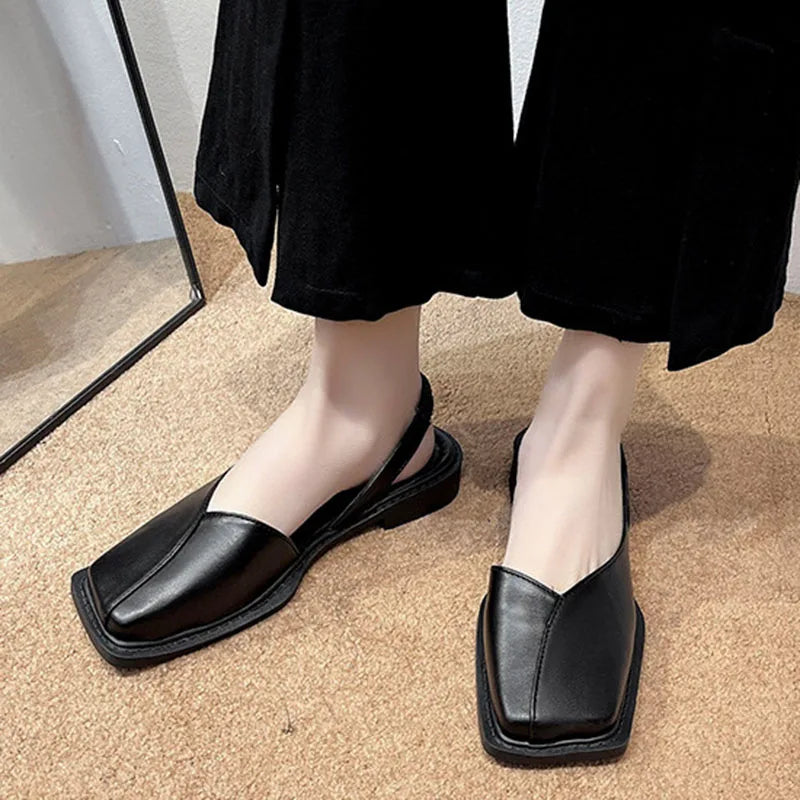 Women's Square Toe Slip-On Loafers | Butterfly-Knot Flats Women's Loafers Axl