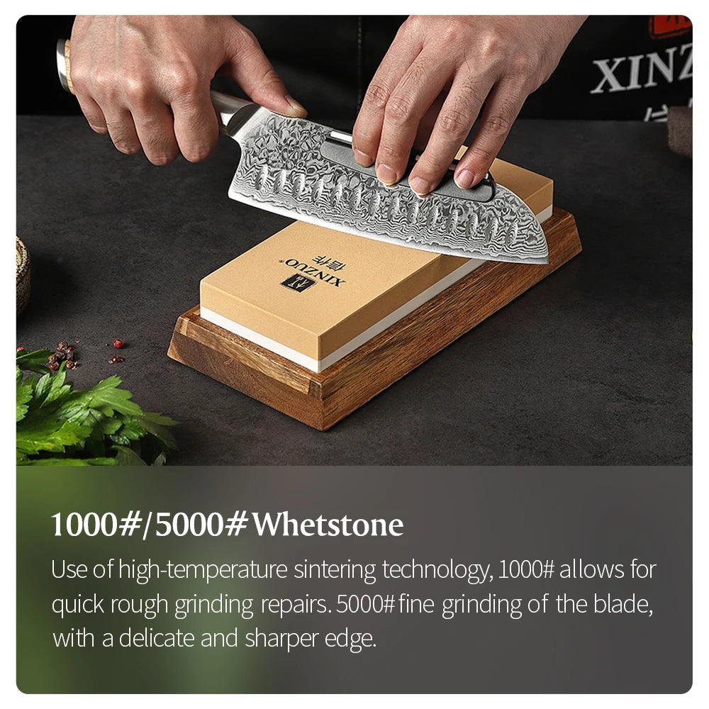 XINZUO Double-Sided Whetstone 1000/5000 or 3000/8000 Grit + Guide Knife Sharpening Stone Axl