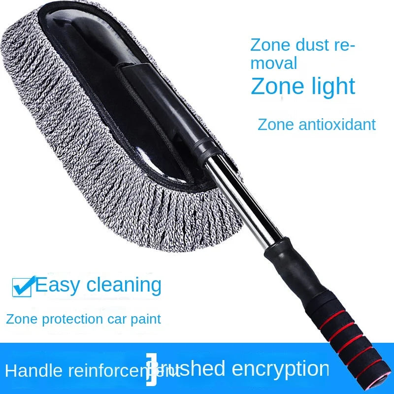 Microfiber Car Wash Brush Mop Kit – Long Handle Mitt & Sponge Car Wash Kit Axl grey