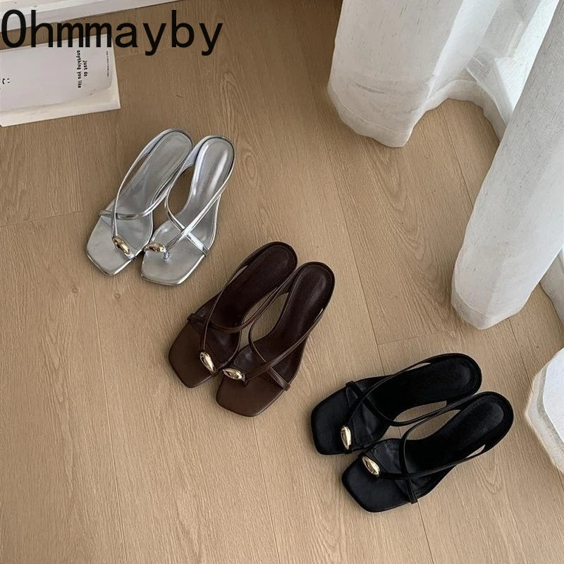 Women's High Heel Clip Toe Gladiator Sandals | Summer Slippers High Heel Sandals Axl