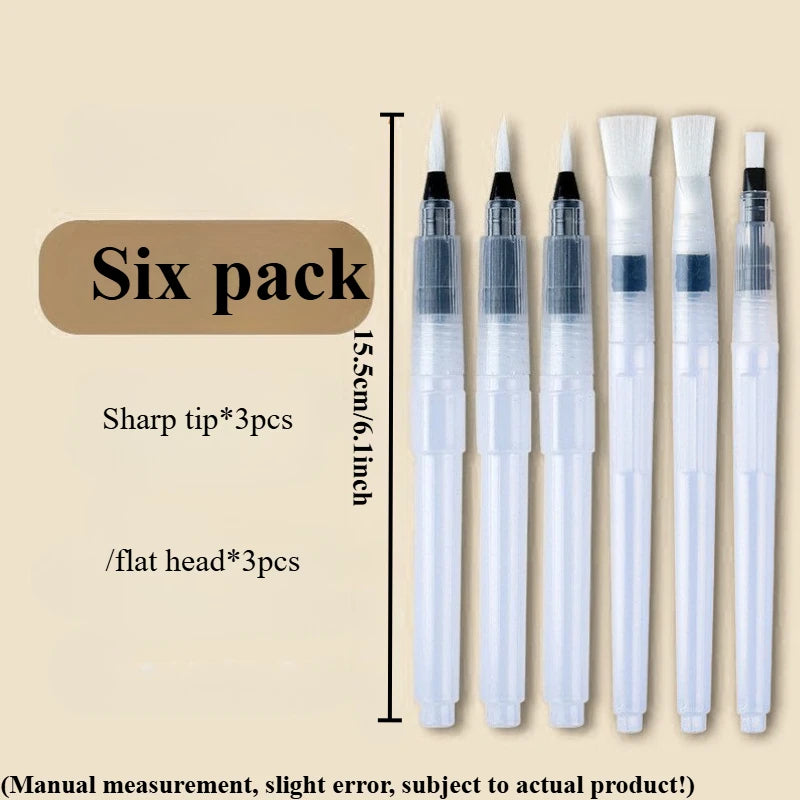 6-Pack Soft Bristle Watercolor Brush Pens – Art & Calligraphy Watercolor Brush Pens Axl 6pcs different nibs