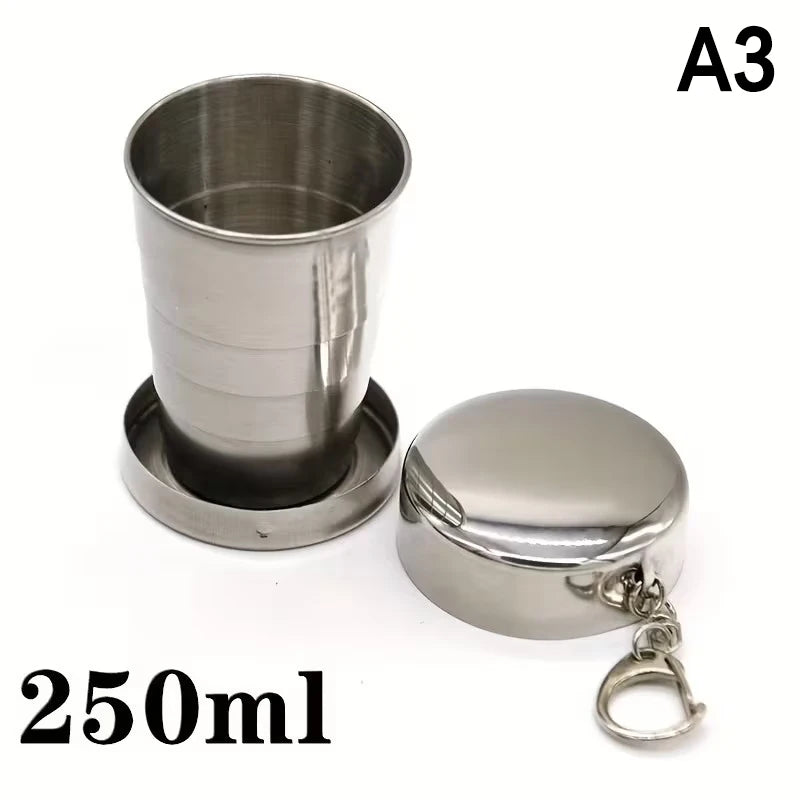 Stainless Steel Folding Cup with Keychain | Collapsible Travel Cup Collapsible Travel Cup Axl A3
