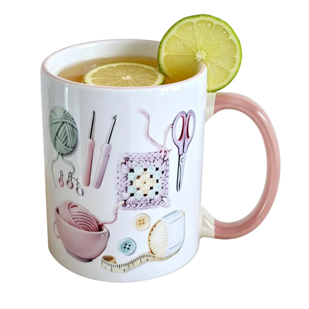 Crochet Ceramic Coffee Mug 330ml | Yarn Lover Gift for Women Ceramic Coffee Mug Axl