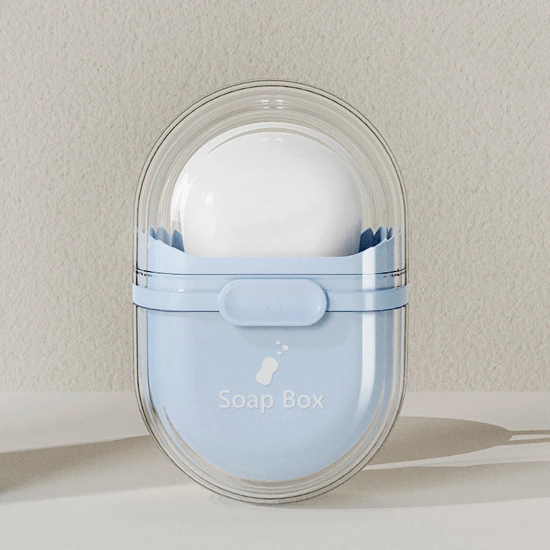 Portable Soap Box with Lid & Drain – Travel Soap Case Travel Soap Dish Axl Blue
