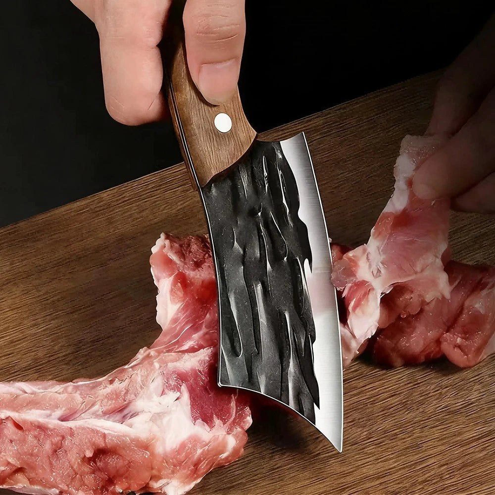 PLYS Meat Cleaver Butcher Knife – Stainless Steel Wood Handle Kitchen Cleaver Knife Axl