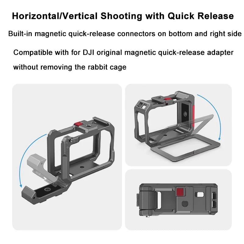 Rabbit Cage Street Grip Holder for DJI Osmo Action 6 Vlog Camera Cage Rig Axl