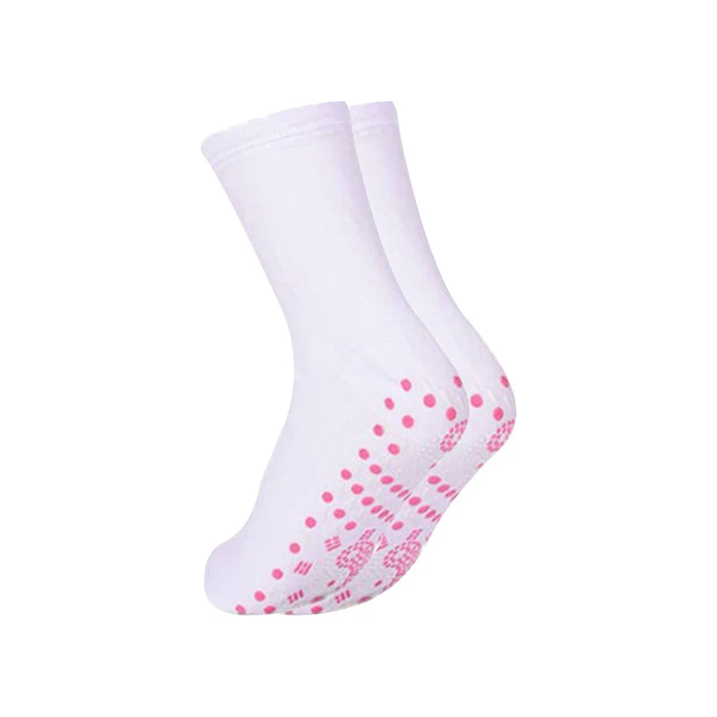 Tourmaline Self-Heating Foot Massage Socks | Unisex 1 Pair Therapeutic Massage Socks Axl 35-39 White