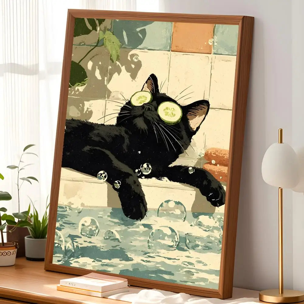 Fun Bathroom Animals Self-Stick PVC Wall Art Poster | Waterproof Wall Art Poster Axl