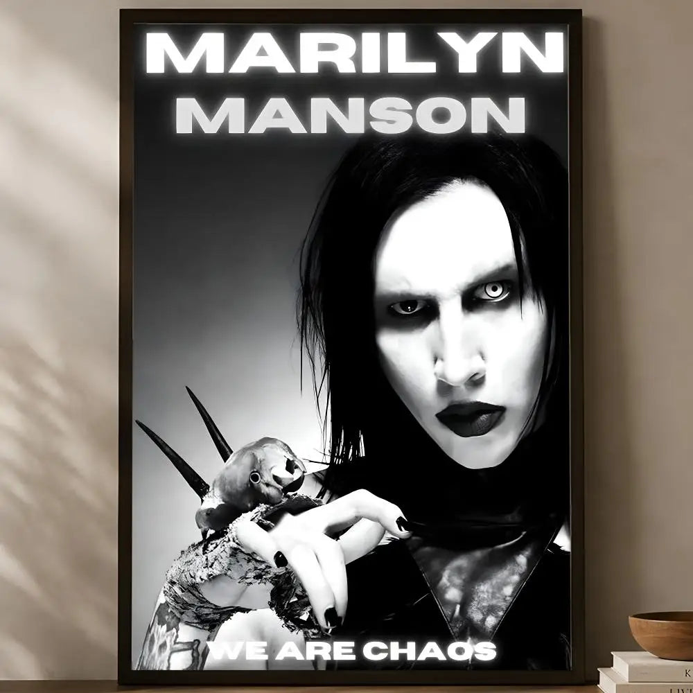Marilyn Manson Wall Poster – Self-Stick HD Waterproof Art Music Wall Poster Axl White13 60X90cmNoframe