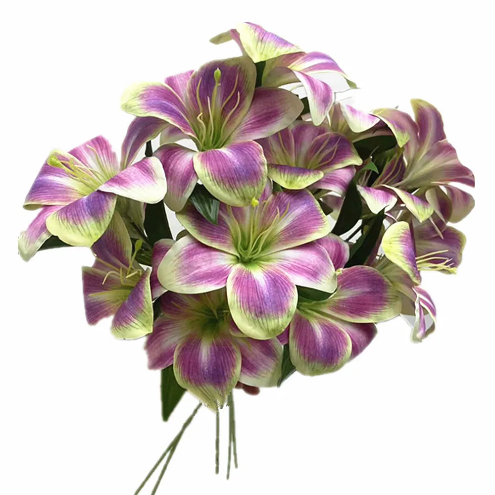 6-Pack Real Touch Artificial Day Lily Flower Stems – 3 Heads Artificial Flower Stems Axl