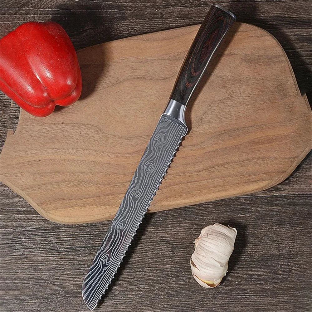 Damascus Serrated Bread Knife – Chef Slicing & Cheese Knife Serrated Bread Knife Axl