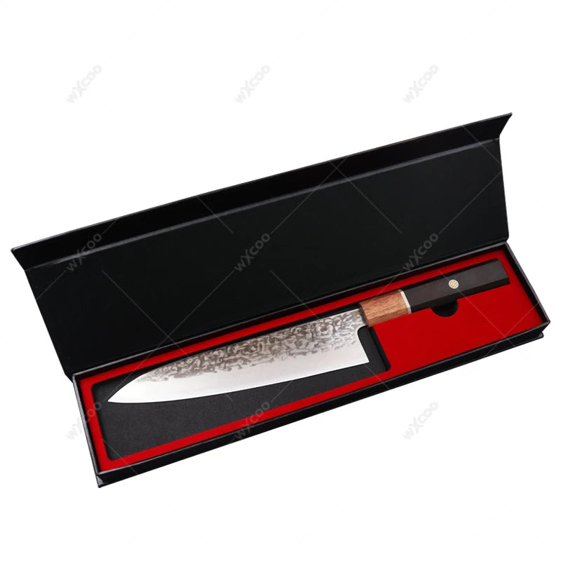 WXCOO Professional Chef Knife Set – Santoku & Meat Cleaver Chef Knife Set Axl Knife A with Box
