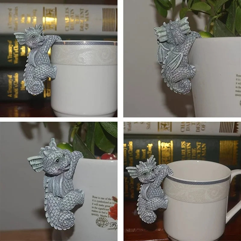Resin Dragon Dinosaur Hanging Figurines – Set of 4 Pot Decor Resin Figurine Set Axl