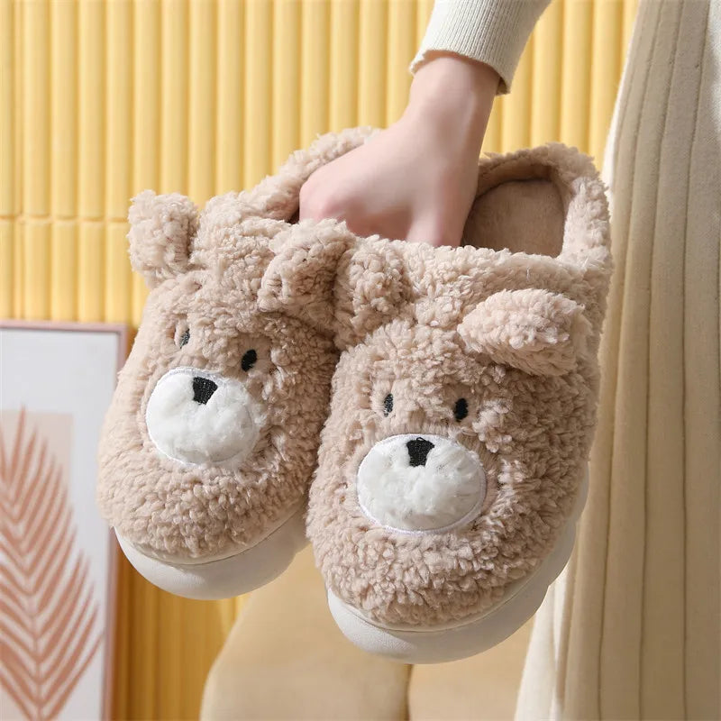 Women's Plush Bear Slippers – Warm Fuzzy Non-Slip Indoor Shoes Plush Indoor Slippers Axl