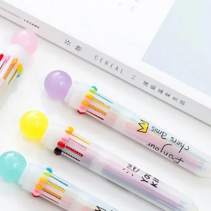 10-Color Kawaii Ballpoint Pen Set for Kids, Students & Office Ballpoint Pen Set Axl