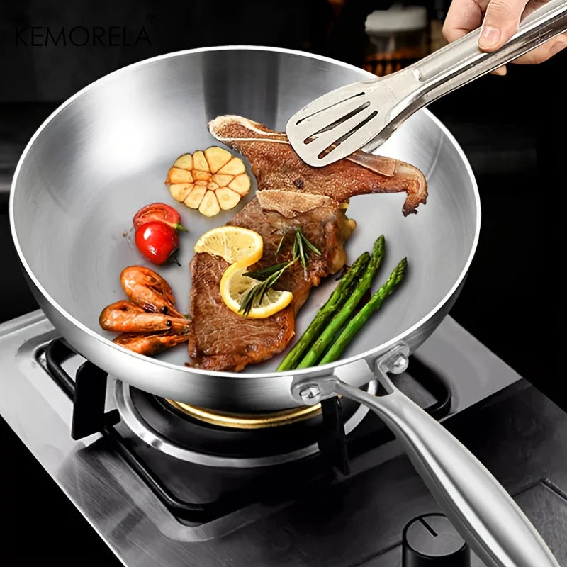 KEMORELA 316 Stainless Steel Frying Pan – Mirror Polished Stainless Steel Frying Pan Axl