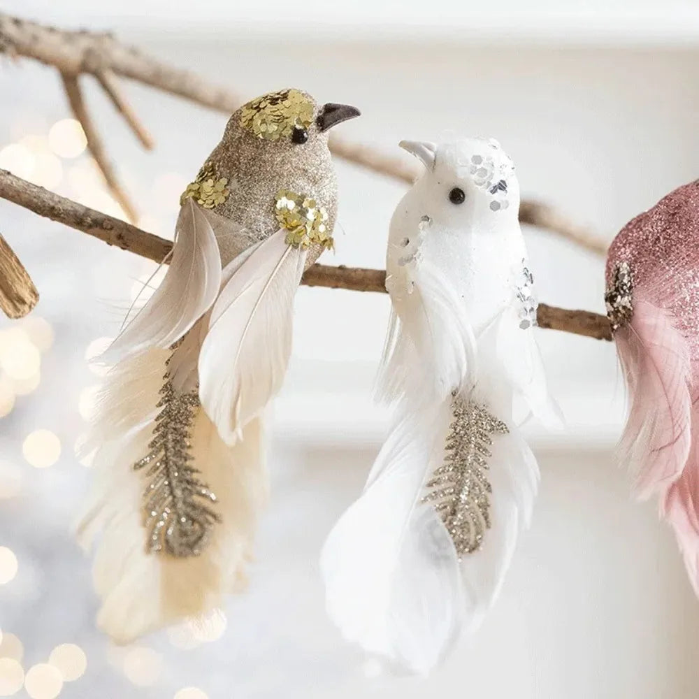 Glitter Foam Christmas Bird Ornaments – Pair for Tree Decor Christmas Ornaments Axl