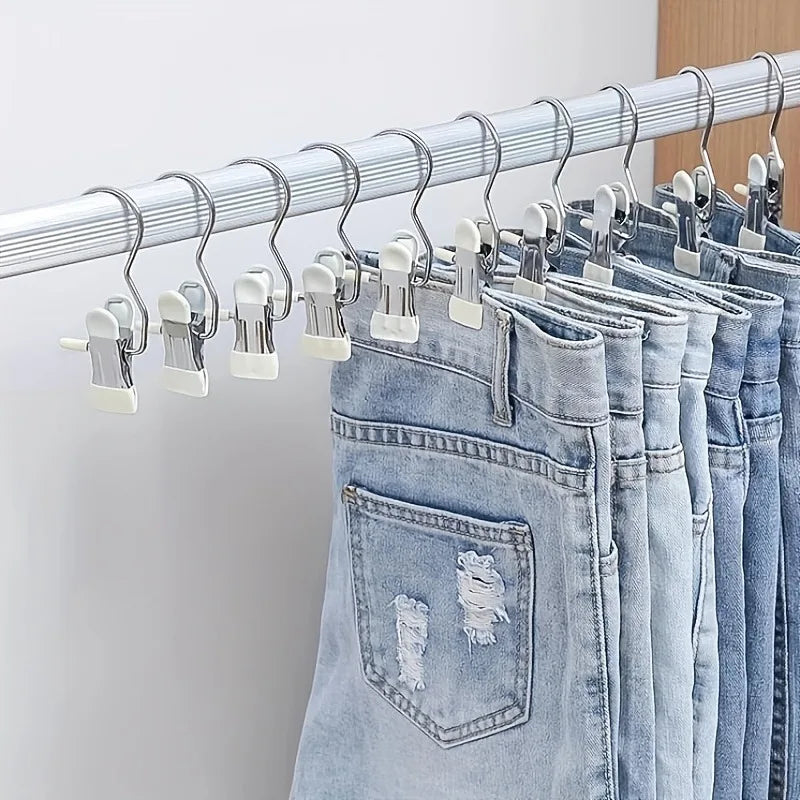 10 Metal Pants Hangers with Clips – Space-Saving Closet Organizer Clothes Hangers Axl