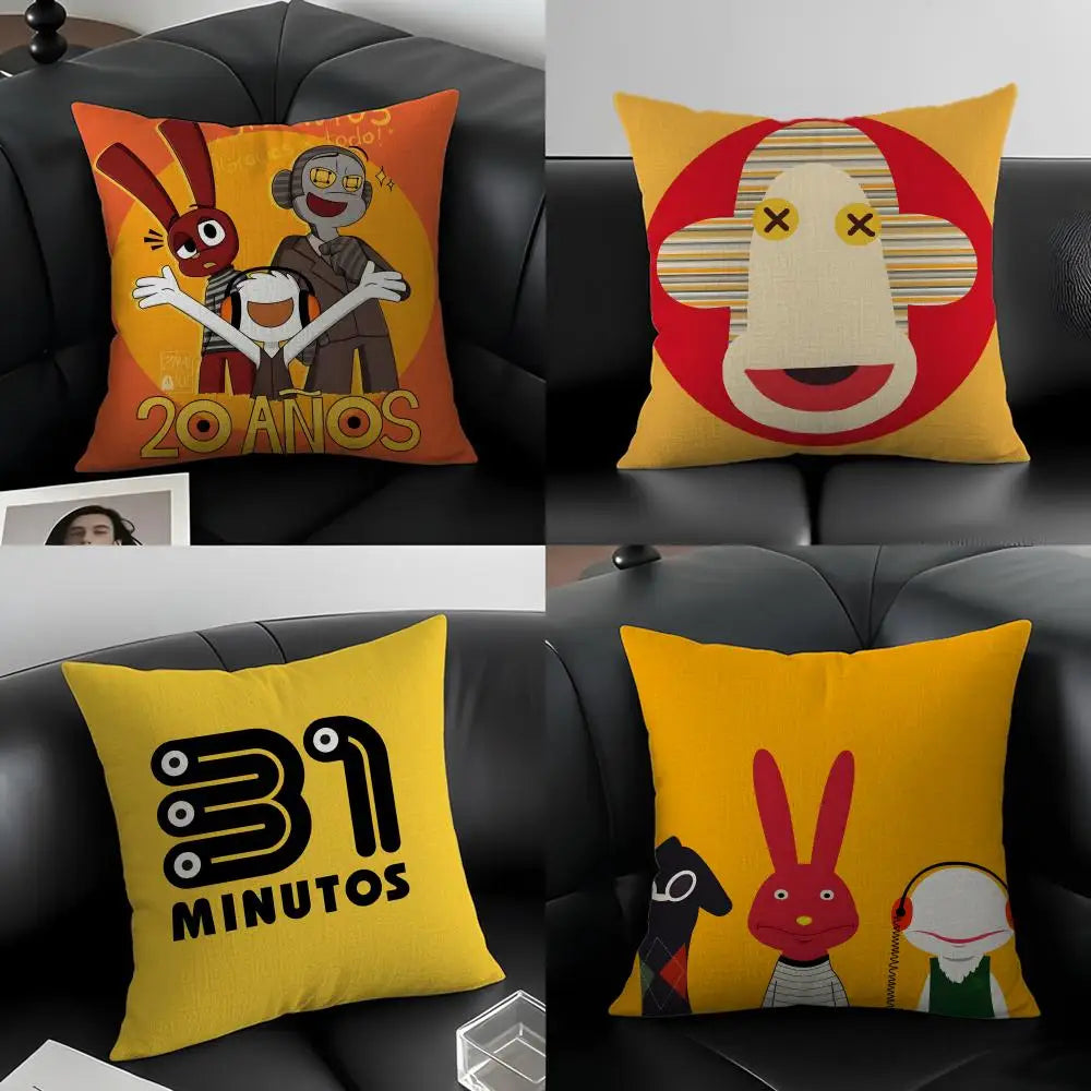 Cartoon Print Linen Cushion Covers – Sofa, Bed & Chair Pillowcase Linen Cushion Cover Axl