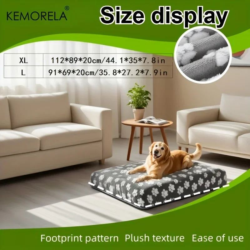 KEMORELA Plush Dog Bed Cover | Cartoon Footprints S–XL Dog Bed Cover Axl