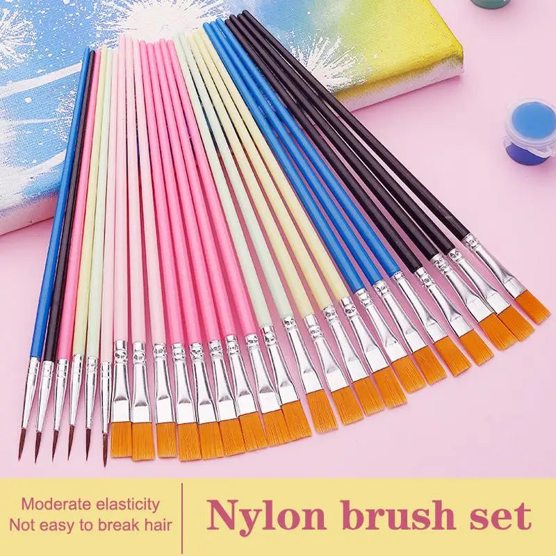 12-Piece Art Paint Brush Set – Nylon Round & Flat Brushes Art Paint Brush Set Axl