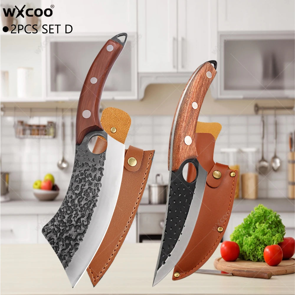 WXCOO Hand-Forged Boning & Slicing Knife – Stainless Steel Boning Knife Axl 2PC SET D