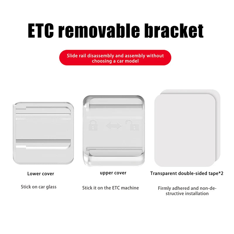 Compact Car Toll Pass Holder – Adhesive Windshield ETC Bracket Windshield Mount Bracket Axl Transparent