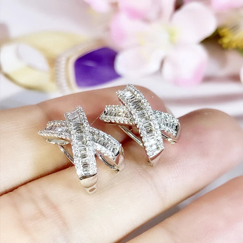 Huitan X Cross CZ Stud Earrings – Sparkling Women's Jewelry CZ Stud Earrings Axl
