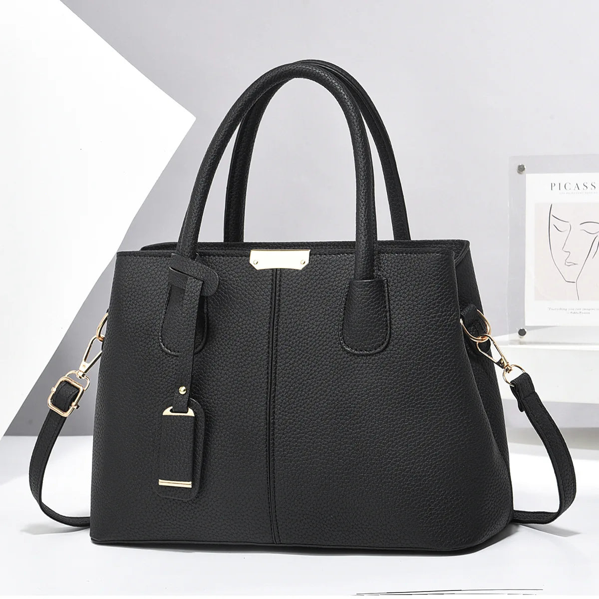 Women's PU Leather Tote Bag – Large Shoulder & Crossbody Purse Women's Leather Handbag Axl
