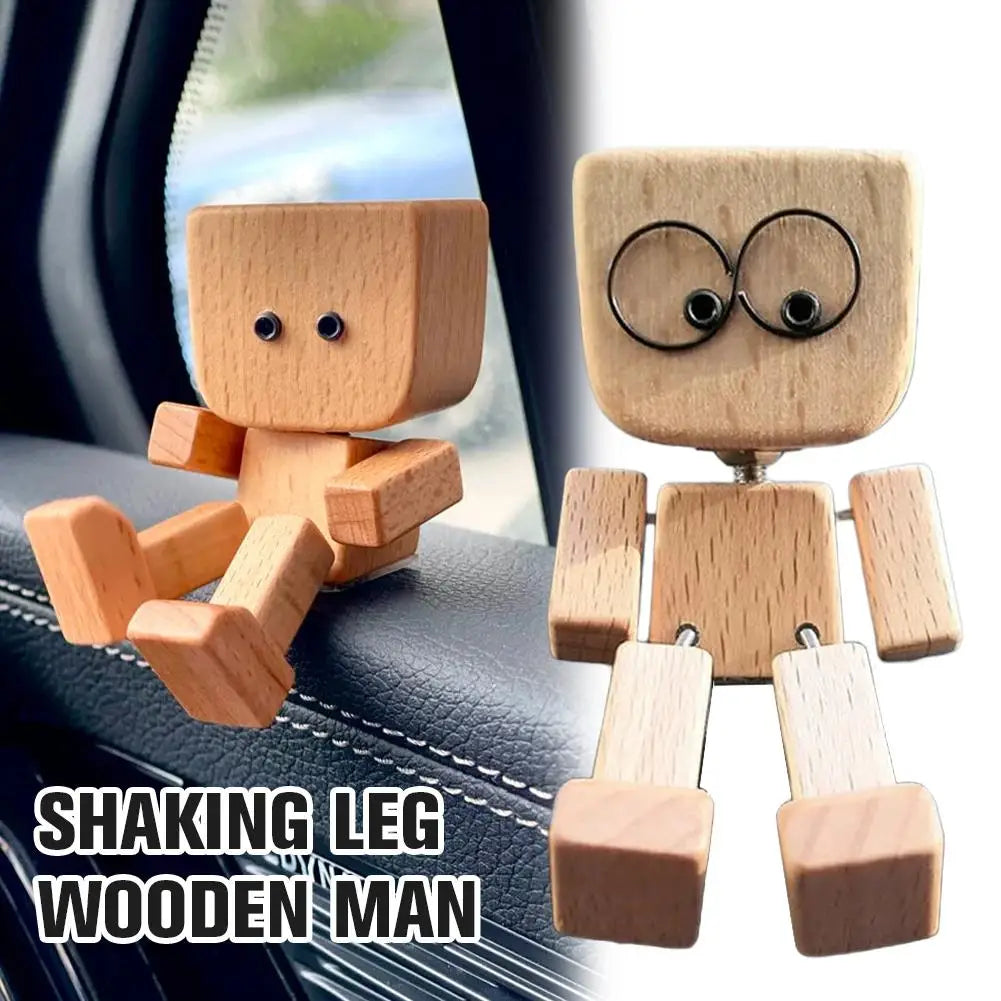 Shaking Wooden Man Figurine – Funny Car Dashboard Ornament Novelty Desk Figurine Axl