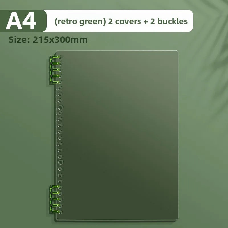 Transparent PP Loose-Leaf Binder Cover A4 A5 B5 – DIY Notebook Binder Cover Axl green-A4-1pcs