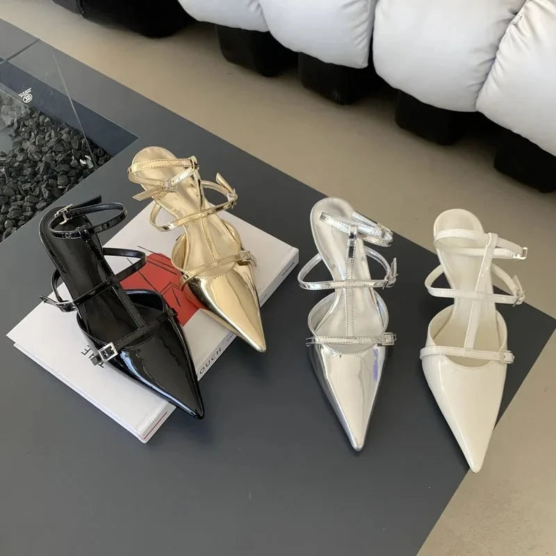 Women's Pointed Toe High Heel Pumps with Ankle Strap High Heel Pumps Axl