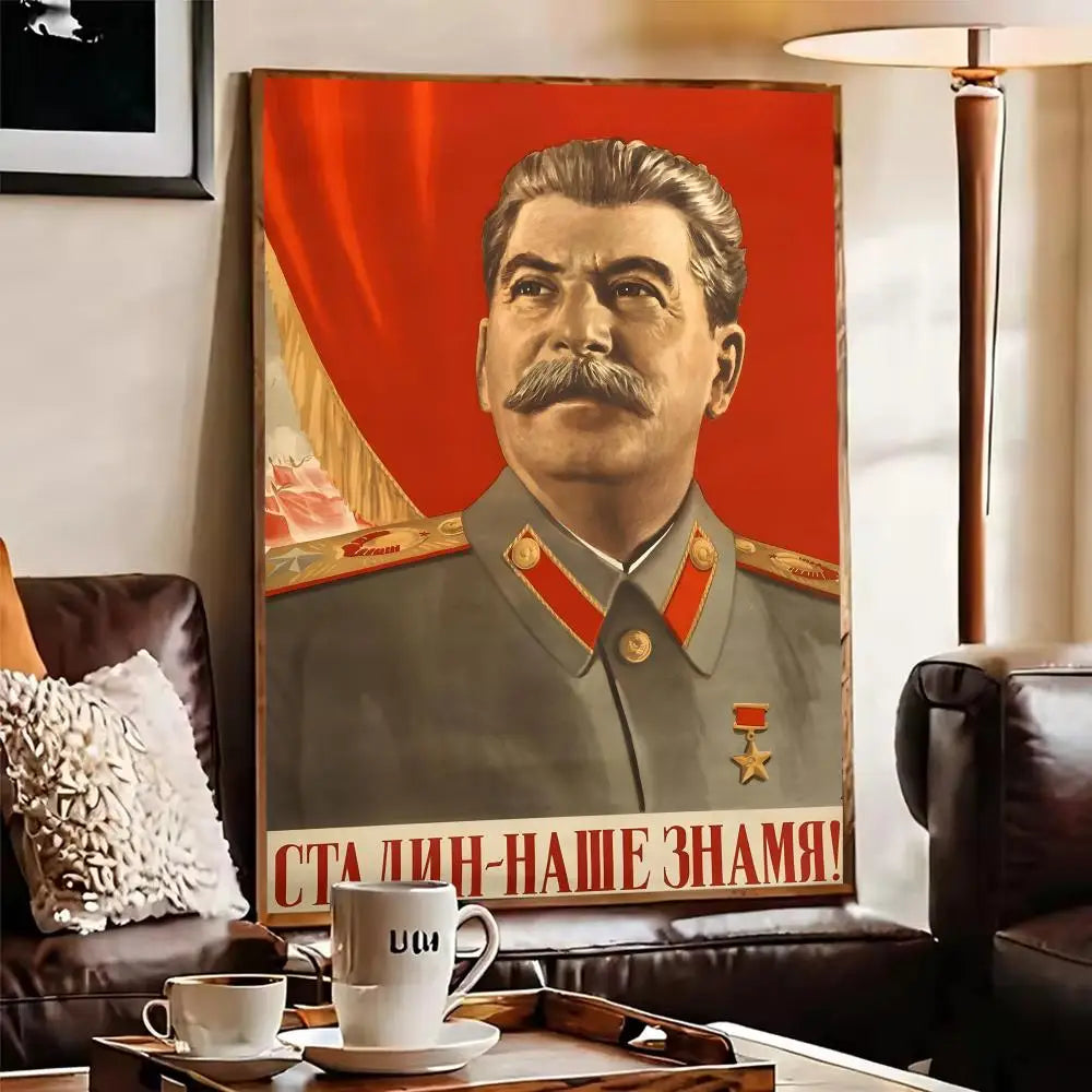 Lenin & Stalin Self-Adhesive Art Poster – Modern Wall Decor Wall Art Poster Axl