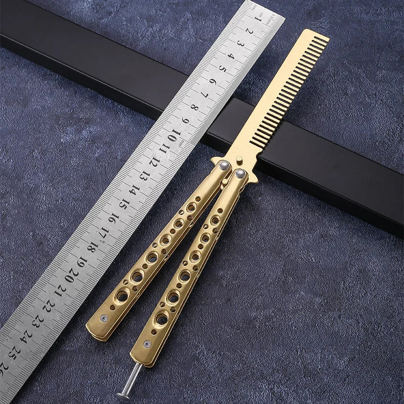 Butterfly Knife Comb – Folding Stainless Steel Beard & Hair Comb Folding Hair Comb Axl