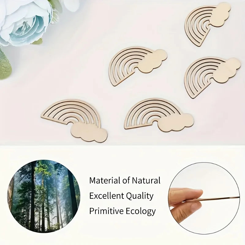 Unfinished Wooden Rainbow & Cloud DIY Craft Shapes – 10/30 Pack Wooden Craft Shapes Axl