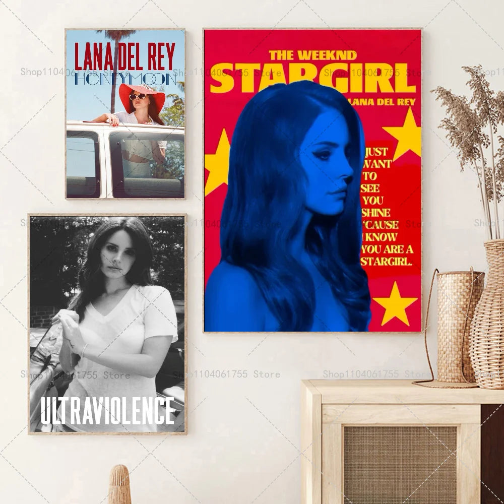Lana Del Rey Music Poster – Self-Adhesive Waterproof Wall Sticker Music Wall Poster Axl
